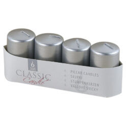 Set 4 lumanari advent Argintiu metalizat, 4x7 CM, Classic Candle