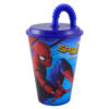 Pahar din plastic cu pai Spiderman, 430 ml