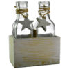 Set 2 vaze in forma de sticla in suport de lemn - Design cu stelute