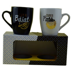 Set 2 cani Barrel din ceramica 300 ml, in cutie decorativa - Design "Baiat"/"Fata"