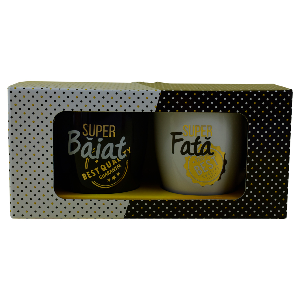Set 2 cani Barrel din ceramica 300 ml, in cutie decorativa - Design "Baiat"/"Fata" - imagine 2