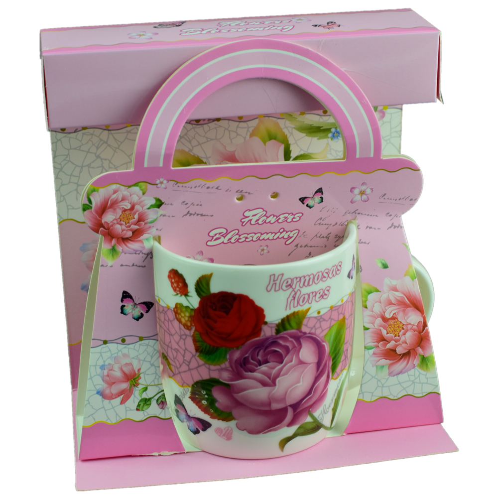 Cana realizata din ceramica in cutie - Design cu trandafiri - Diverse modele (Model 1) - imagine 3