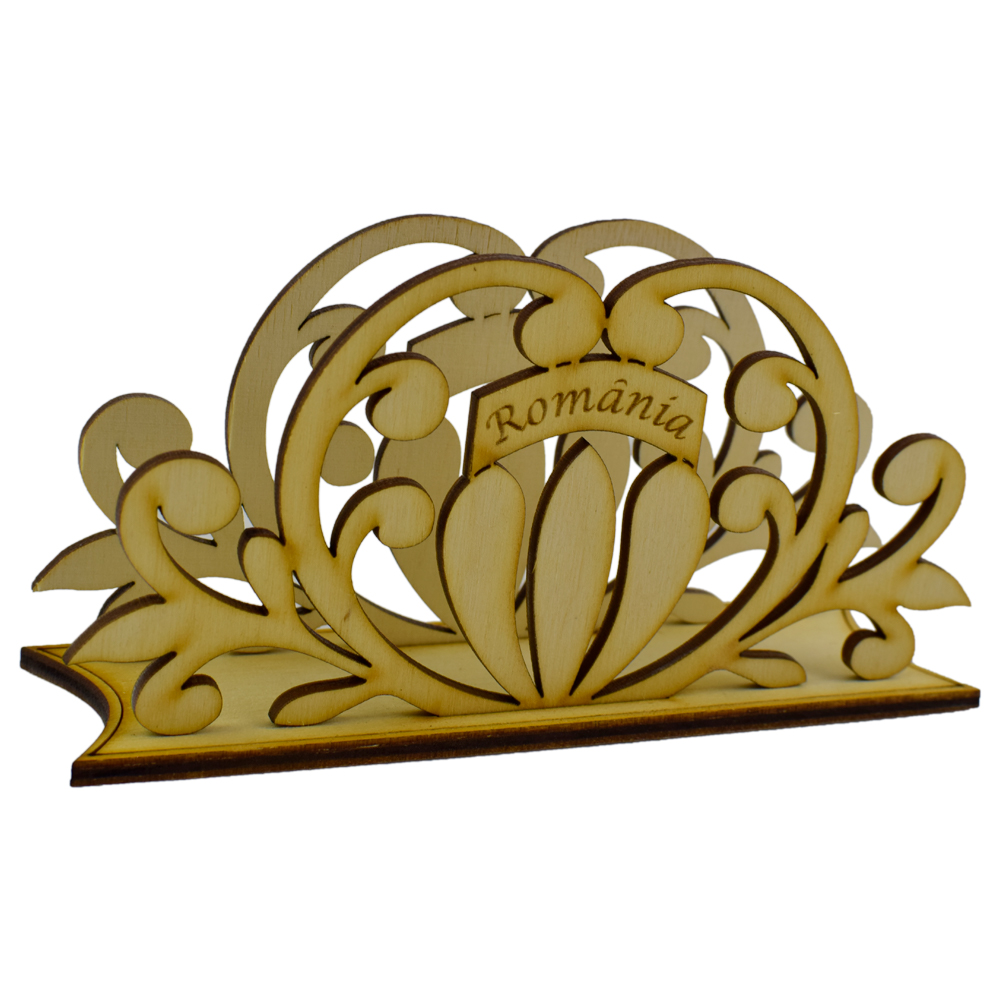 Suport servetele traforaj - Design traditional "Romania" 14x7 CM