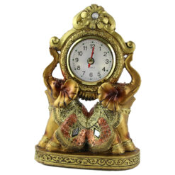 Ceas de masa din rasina aurie Elefanti 18 CM