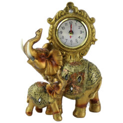 Ceas de masa din rasina aurie Elefanti 20 CM