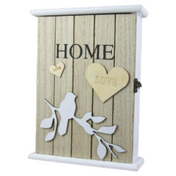 Cutie pentru chei din lemn, Home 19x26 CM - Design cu pasare