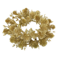 Coroana decorativa Floare Matase Aur, 24 CM