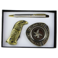 Set cadou 3 piese pentru barbati - Scrumiera/Briceag/Pix, Lucky Wings