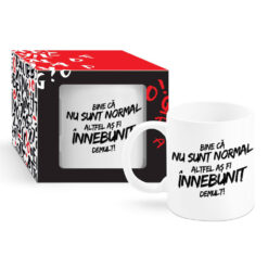 Cana ceramica 300 ml "Bine ca nu sunt normal...", in cutie decorativa - Boss Mug
