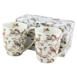 Set 2 cani din portelan 380 ml, "Pasari"