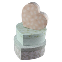 Set 3 cutii cadou Inimioara cu capac, Pastel floral 24 CM