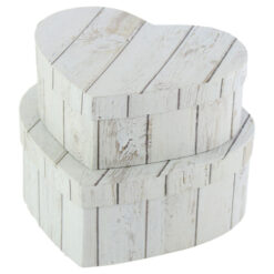 Set 2 cutii cadou Inimioara cu capac, Alb 19/22 CM