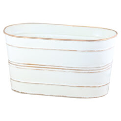 Ghiveci Oval din metal cu dungi aurii 25x13 CM