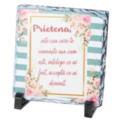 Placa ardezie "Prietena este..." 14x14 CM, Turcoaz