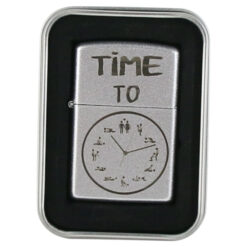 Bricheta metalica "Time to...", 3.5x5.5 CM, Argintiu