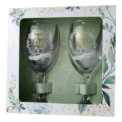 Set 2 pahare vin "Si Acuma as zice Da! - Aniversare fericita!", 220 ml, in cutie eleganta