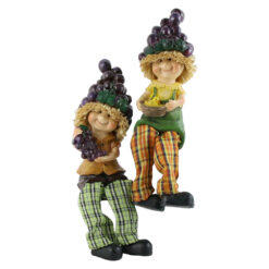 Pereche figurine Copii cu struguri, cu picioare textil 20 CM