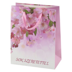 Punga cadou din hartie 18x23 CM "Sok szeretettel", flori