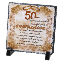 Placa ardezie "Boldog 50. hazassagi evfordulot! 14x14 CM