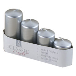 Set 4 lumanari advent Argintiu metalizat, 5.5/7/8.5/10 CM, Classic Candle