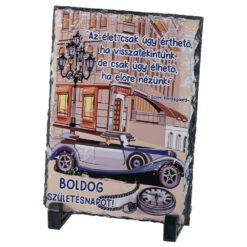 Placa ardezie "Boldog szuletesnapot!" 14x19 CM, Masina