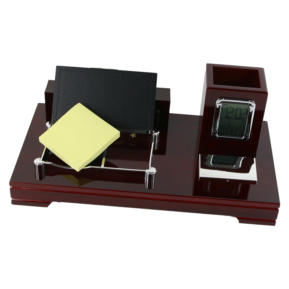 Set pentru birou cu ceas digital, 34x18x14 CM - imagine 2