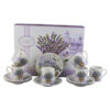 Set 6 cesti espresso, din ceramica cu farfurii, "Lavender Passion", 90 ml, in cutie cadou