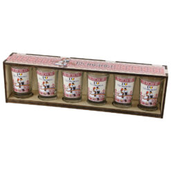 Set 6 pahare shot "Romania", cu suport lemn, traditional 29.5x8 CM