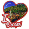 Magnet frigider din lemn "I love Brasov" 8x8 CM, Inima