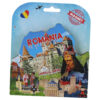 Magnet decorativ Harta Romaniei din lemn 10x7 CM, Castelul Bran&Vlad Tepes