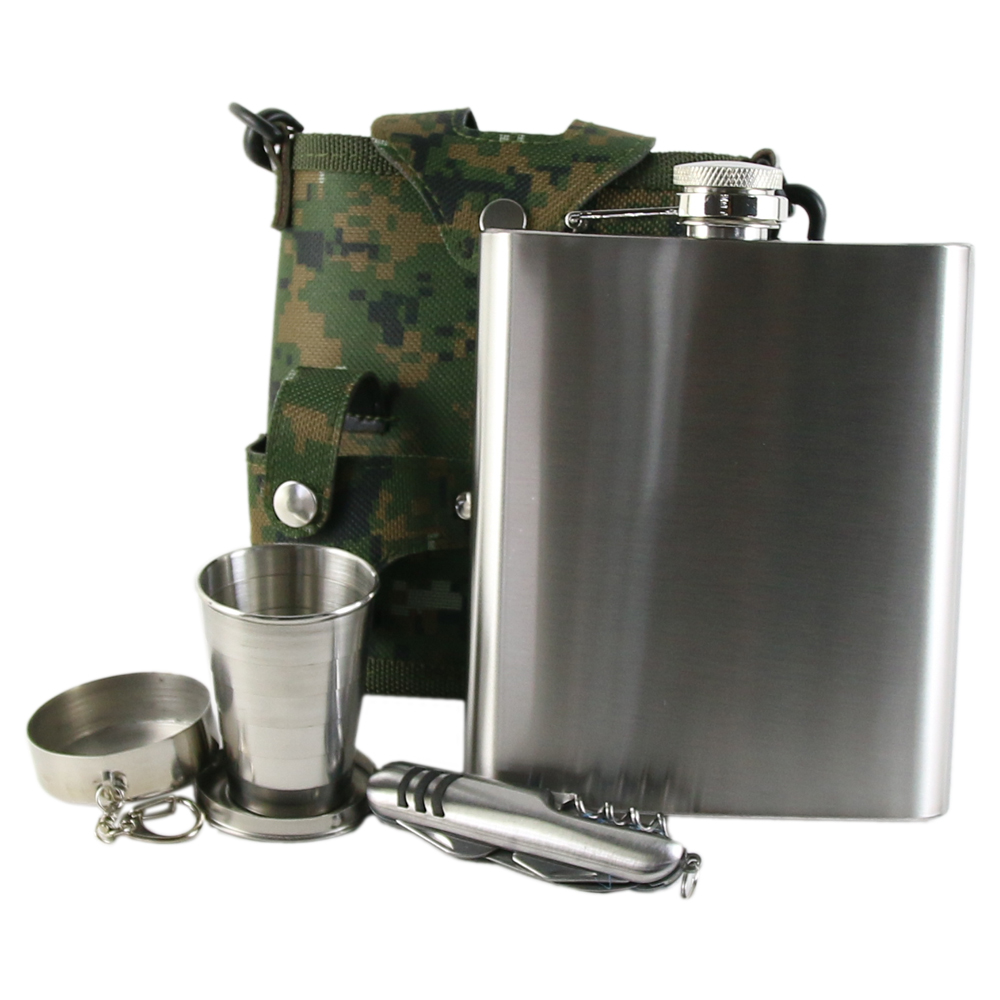 Set cadou pentru barbati Plosca cu briceag si pahar pliabil - imagine 2