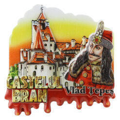 Magnet frigider din rasina "Castelul Bran" 7x7 CM, Vlad Tepes