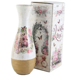 Vaza din ceramica Roses 11x29 CM, in cutie decorativa, M.272