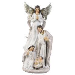 Decoratiune Sfanta Familie 9x20 CM, din rasina, cu inger