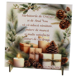 Placa decorativa ardezie "Sarbatorile de Craciun..." 20x20 CM