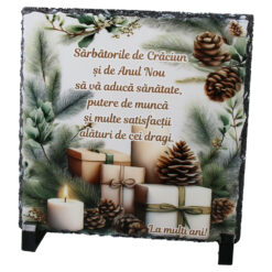 Placa decorativa ardezie "Sarbatorile de Craciun..." 19x19 CM