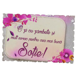 Magnet frigider din lemn "Pentru cea mai buna Sotie!" 9x6 CM