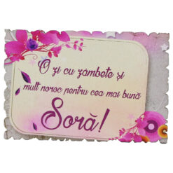 Magnet frigider din lemn "Pentru cea mai buna Sora!" 9x6 CM