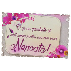Magnet frigider din lemn "Pentru cea mai buna Nepoata!" 9x6 CM