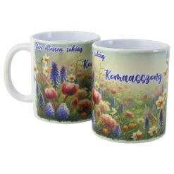 Cana ceramica "Komaasszony, Isten eltessen sokaig!", 330 ml, flori