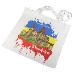 Sacosa textil "Romania, Castelul Corvinilor", 40x40 CM