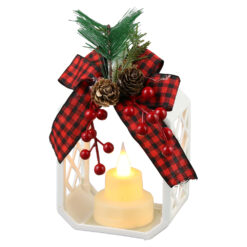 Felinar decorativ din plastic, cu lumanare led 9.5x15 CM, Fundita