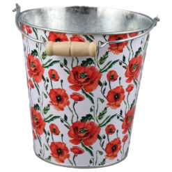 Galeata din metal 16x15 CM, Flori de maci