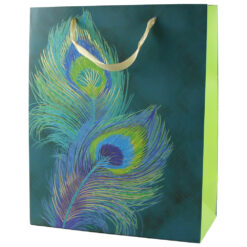 Punga cadou din hartie 26x32 CM, Pene de paun