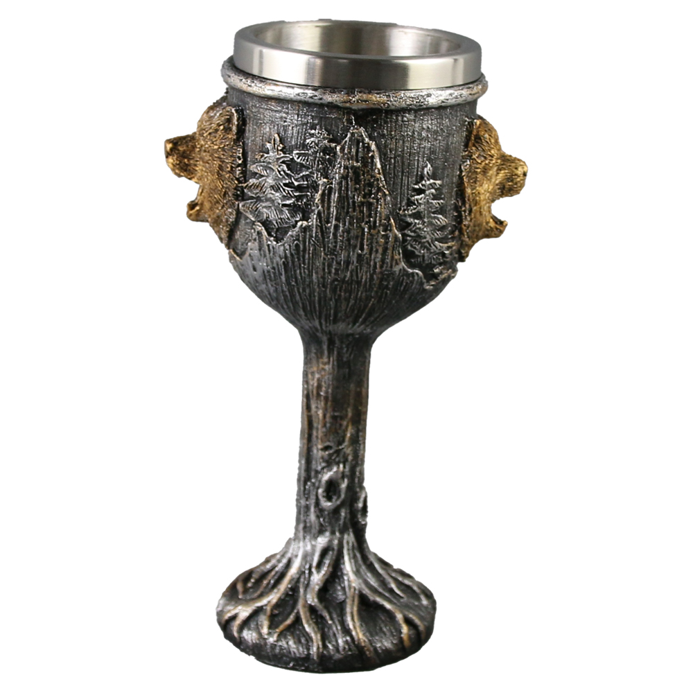 Pocal din metal si rasina Urs 8x18 CM - imagine 2