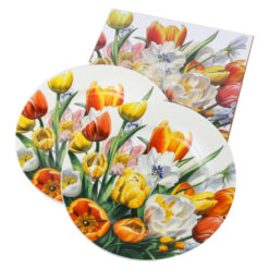 Set 2 farfurii desert 19 CM, din portelan "Tulipany", in cutie decorativa