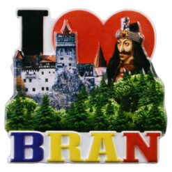 Magnet frigider din rasina 7 CM, Romania, "I love Bran"