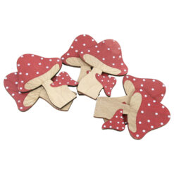 Set 6 ciuperci decorative din lemn, 9x12 CM