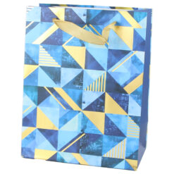 Punga cadou din hartie 26x32 CM, albastru & auriu