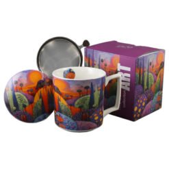 Cana portelan cu infuzor metalic si capac 450 ml, "Modern Bubbly Hills", Modern Art